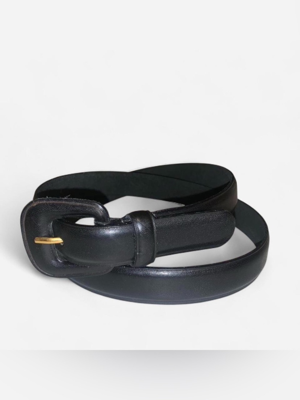 Vintage ‘92 Black Leather Belt with Gold Buckle